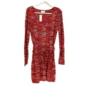 Bobbie Brooks Red Rainbow Knit Dress XL